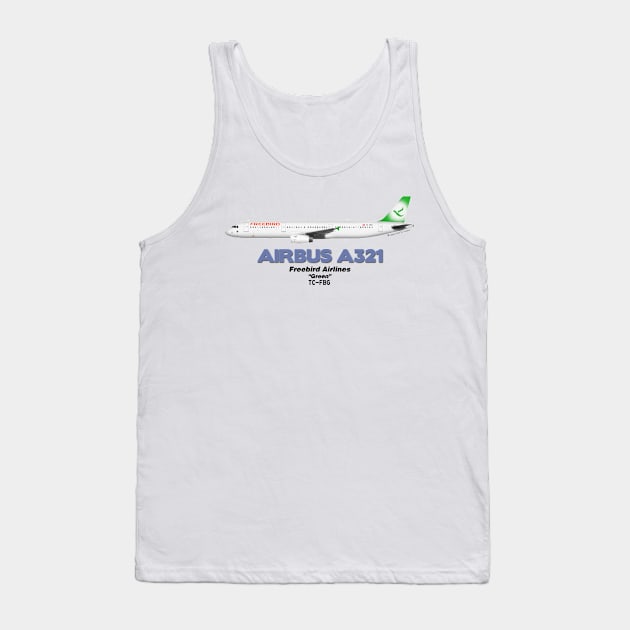 Airbus A321 - Freebird Airlines "Green" Tank Top by TheArtofFlying